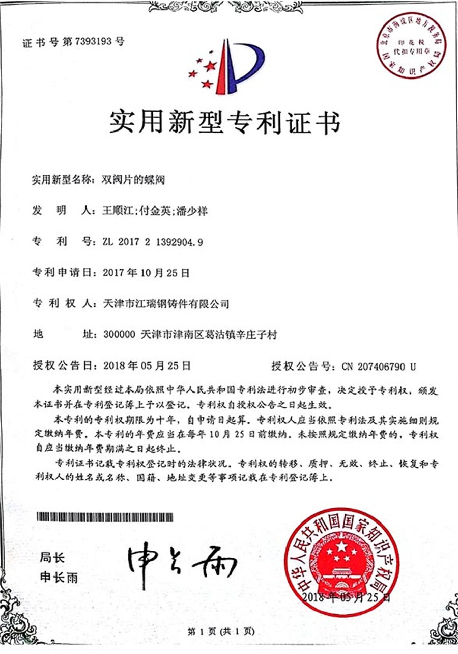 双阀片的蝶阀